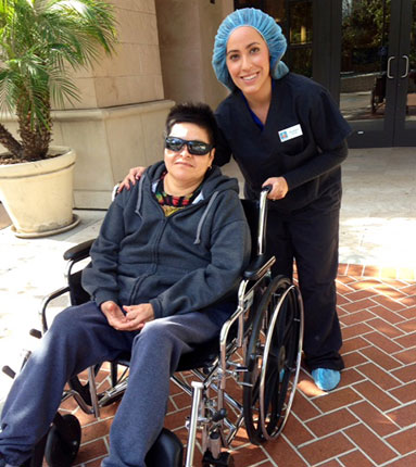 Patient in wheelchair with nurse